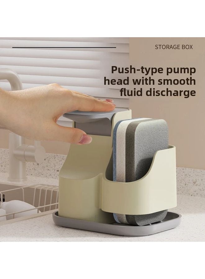 Gray Large Capacity Refillable Kitchen Soap Dispenser With Storage Rack - Image 2